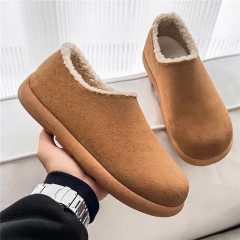 Men Fleece Lined Mules Microfiber Slip On Clogs Winter Warm Artificial Plush Casual Shoes For Daily Outdoor Home House