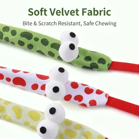 Bacchetta Interattiva per Gatti in Peluche Creativo Design Serpente con Occhi Grandi e Carta Frusciante Manico Flessibile in Pvc