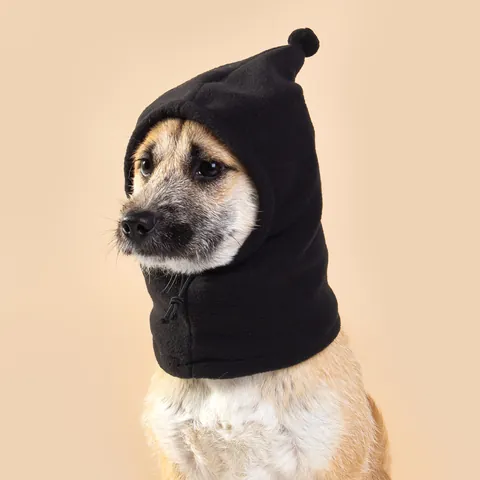 Pet Polar Fleece Funny Hat Adjustable Drawstring Warm Balaclava Winter Ears Protection Cap For Dogs Cats Christmas Outfit