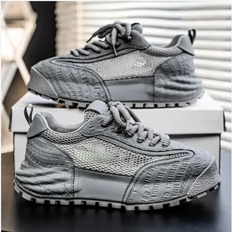 Baskets Homme Casual Chunky Daddy Mesh Respirant Chaussures de Course Extérieur Semelle Épaisse Patchwork Chaussures de Sport
