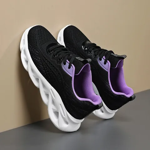 Γυναικεία Μοντέρνα Sneakers Αναπνεύσιμα Παπούτσια Τρεξίματος Flyknit Mesh Κυματιστή Σόλα με Μαξιλάρι Αέρα Casual Αθλητικά Παπούτσια Περπατήματος Καλοκαιρινά Μεγάλα Μεγέθη