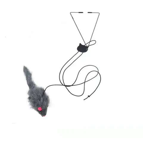 Giocattolo per Gatti da Appendere alla Porta Regolabile Corda Elastica Allungabile Topo di Peluche Giocattolo di Intrattenimento per Gatti Indoor Prodotti per Animali
