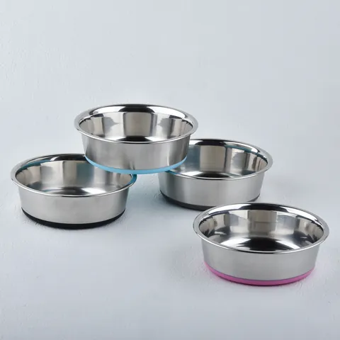 Non-Slip Stainless Steel Pet Bowl Silicone Base Anti-Tip Feeding Water Bowl For Dogs And Cats Small Medium Large XL