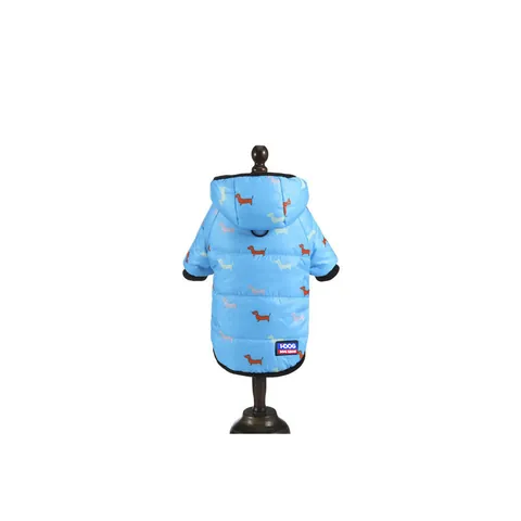 Hooded Winter Pet Cotton Jacket Padded Warm Dog Coat Cartoon Dachshund Print Two-Legged Puppy Clothing For Medium Large Dogs