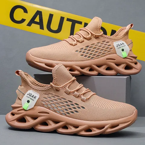 Men Athletic Leisure Shoes Fly-knit Breathable Lightweight Running Shoes With Hollow Twist Sole Casual Fashion Sneakers For Men