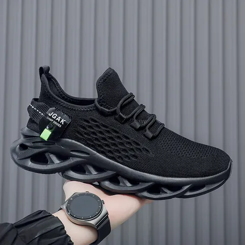Men Athletic Leisure Shoes Fly-knit Breathable Lightweight Running Shoes With Hollow Twist Sole Casual Fashion Sneakers For Men