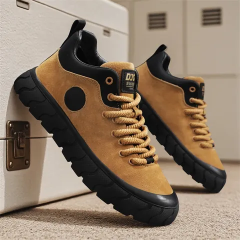 Men Retro GAT Style Board Shoes Microfiber Leather Low Top Thick Sole Sneakers Fashion Breathable Casual Shoes For Men