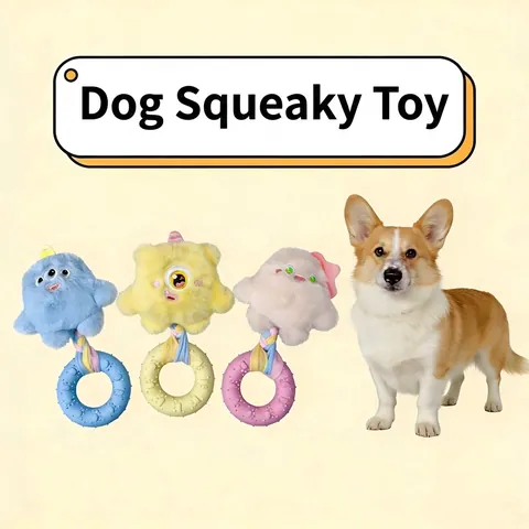 Squeaky Dog Toy Monster Plush Doll With TPR Chew Ring Teeth Cleaning Interactive Braided Rope Toy For Puppy Small Medium Dogs