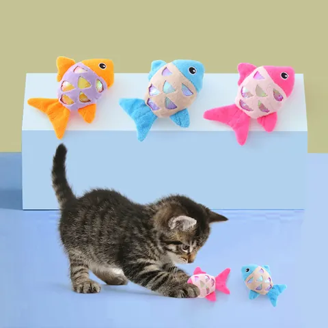 Juguete de Peluche de Pez con Hierba Gatera y Papel Crujiente Juguete para Masticar Gatos en Forma de Pez para Aliviar el Aburrimiento