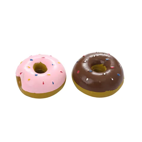 Pet Dog Squeaky Toy Latex Simulation Donut Shape Molar Teeth Cleaning Toy For Small Medium Dogs Interactive Training Toy