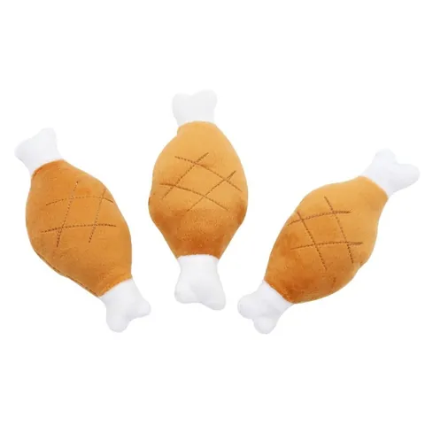 Realistic Fried Chicken Leg Dog Squeaky Toy Soft Plush Pet Molar Teething Toy Interactive Chew Toy For Small Medium Dogs