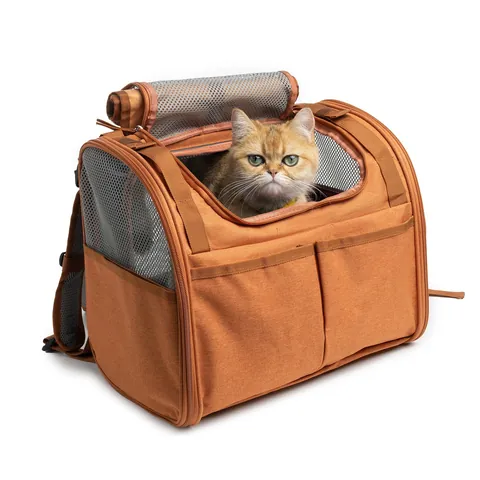 Expandable Pet Backpack Breathable Cat Carrier Large Space Portable Small Dog Backpack Oxford Cloth Travel Pet Bag For Cats