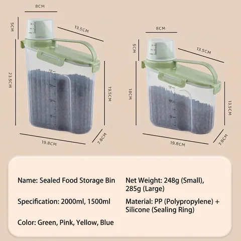 Airtight Pet Food Storage Container Transparent Sealing Bucket With Measuring Cup Lid Portable Moisture Proof Cat Dog Grain Storage Tank