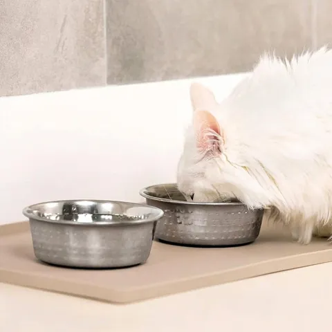 Edelstahl Gehämmerter Haustiernapf Große Kapazität Rutschfester Hundefutternapf Mit Silikonbasis Spülmaschinenfest Napf Für Hunde Katzen
