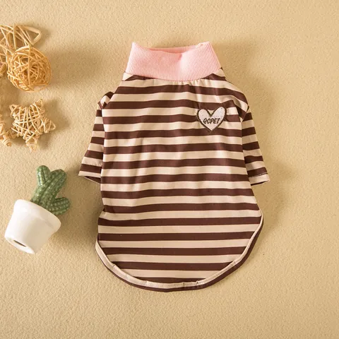 Casual Striped Dog T-Shirt Coral Fleece Pet Base Layer Breathable Stretchy Cat Clothes Puppy Pajamas For Small Dogs