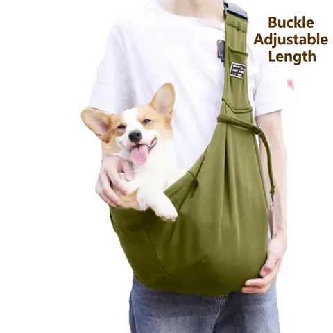 Portable Pet Sling Carrier Breathable Polyester Dog Cat Shoulder Bag Adjustable Buckle Travel Tote For Small Animals