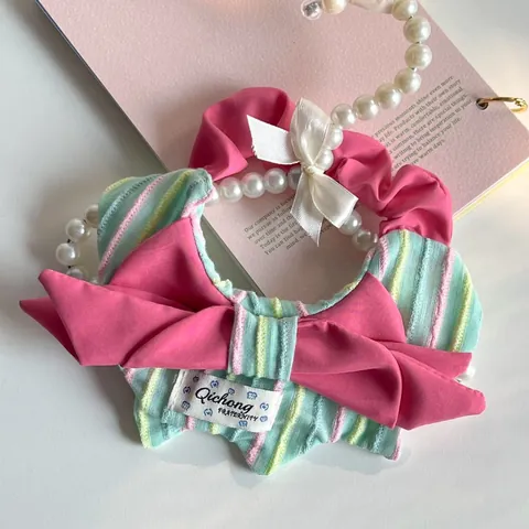 Pet Decorative Bib Scarf With Sweet Bowknot Petal Edge Striped Pet Scarf Breathable Mesh Front Carrier Backpack For Small Dogs And Cats