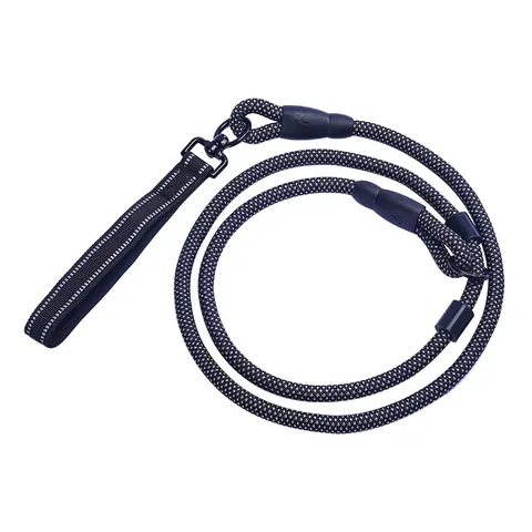 Reflective Nylon Braided Integrated P-Rope Dog Leash For Medium Large Dogs Swivel Lock P-Chain Design Pet Training Slip Leash