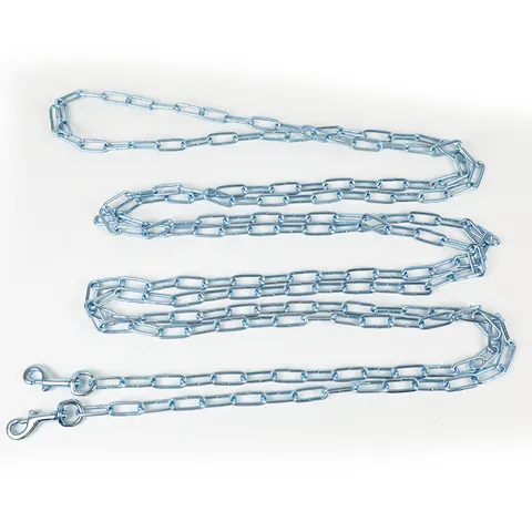 Heavy Duty Galvanized Iron Dog Tie-Out Cable Double Ended Spring Hooks Blue Zinc Plated Metal Pet Traction Chain For Medium Large Dogs Outdoor Use