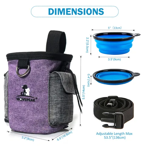 Tragbare Haustier Hund Trainingstasche Mit Gürtel Oxford Stoff Snack Beutel Outdoor Reisen Faltbare Schüssel Welpen Aufbewahrungstasche