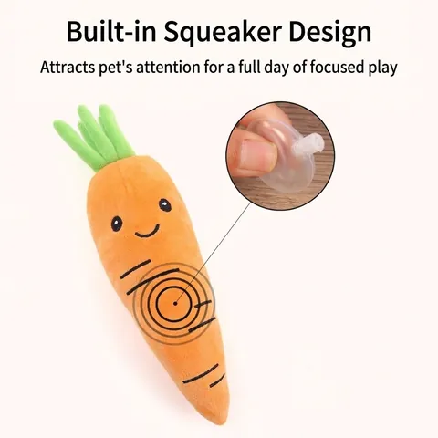 Plush Squeaky Dog Toy Fruit Vegetable Series Teeth Cleaning Interactive Soft Stuffed Puppy Chew Toy Pineapple Carrot Broccoli