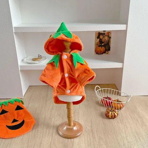 Halloween Hund Kürbis Kostüm Winter Warm Fleece Haustier Weste Zweibeinige Wattierte Jacke Für Kleine Mittelgroße Hunde Kleidung