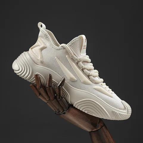 Sneaker da Uomo alla Moda Mecha Gear Fly-knit Mesh Traspirante Suola Spessa Daddy Shoes Outdoor Streetwear Sportive