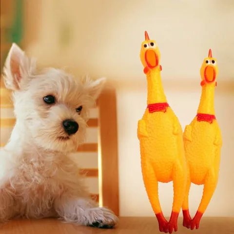 Squeaky Rubber Screaming Chicken Pet Toy Funny Yellow Vinyl Chicken Squeaker For Small Medium Large Dogs Interactive Chew Toy