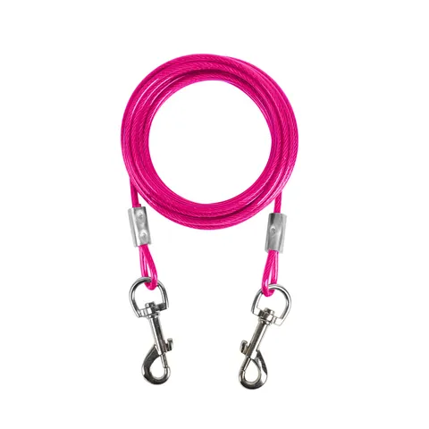 Heavy Duty Steel Wire Dog Tie Out Cable PVC Coated Leash Double Ended Swivel Snaps Outdoor Tether For Dogs Fixed Rope
