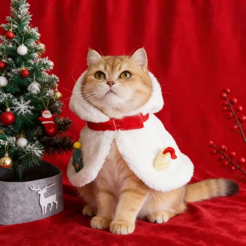 Christmas Snowman Pet Cloak Cute Warm Polar Fleece Hooded Cape For Dogs Cats Festive Holiday Winter Clothes Costume Outfit