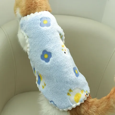 Cute Fleece Pet Vest For Small Dogs And Cats Autumn Winter Warm Pet Clothes Thickened Puppy Kitten Sleeveless Home Wear