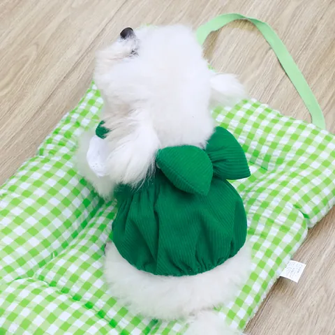 Corduroy Pet Dog Dress Pumpkin Style Warm Autumn Winter Clothes With Bowknot And D-Ring For Small Dogs Cats Bichon Teddy Lace Flying Sleeve Puppy Apparel