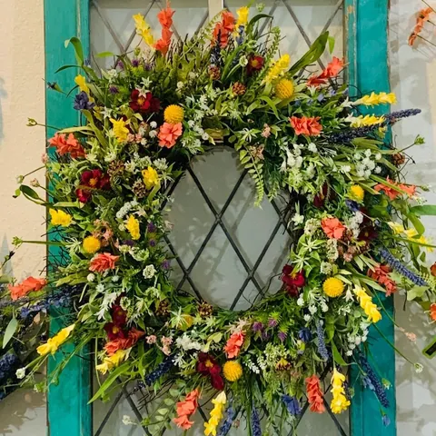 Texas Wildflower Wreath Colorful Artificial Floral Wreath For Front Door Outdoor Home Farmhouse Garden Wall Decoration