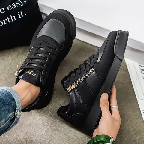 Heren Sneakers met Dikke Zool Hoogteverhogend Ademend Suède Mesh Gestikte Casual Schoenen Mode Zijrits Sport Sneakers