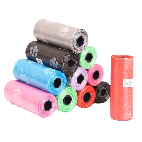 Durable Leakproof Pet Waste Bags For Dogs Printed Paw Pattern Dog Poop Bags Roll Refill Disposal Cleaning Bags