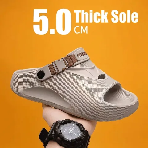 Ciabatte da Uomo Suola Spessa Sandali Estivi Antiscivolo da Esterno Moda Casual Spiaggia Pantofole Doppio Uso EVA Leggero Calzature Uomo