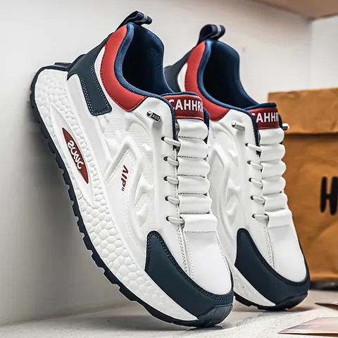 Men Retro Color Block Sneakers Ethnic Style Breathable Workwear Sport Casual Shoes Thick Sole Outdoor Running Walking Shoes
