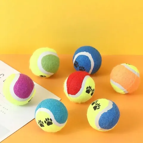 Interactive Pet Tennis Ball For Dogs And Cats Durable Rubber Felt Training Ball With Paw Print Pattern For Training Playing