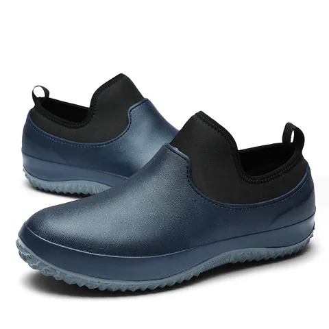 Men Women Outdoor Waterproof Slip-on Shoes Non-slip Chef Shoes Lightweight Microfiber Rubber Sole Mules Casual Loafers