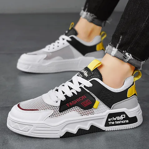 Scarpe da Skate in Mesh Traspirante da Uomo Tendenza Street Coreana Sneakers Casual Patchwork Scarpe Piatti Per Giovani Estate