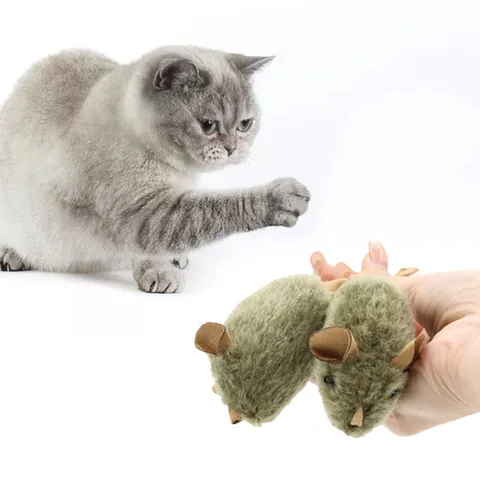 Simulated Squeaking Plush Mouse Cat Toy Bite Resistant Interactive Chirping Long Hair Plush Toy For Indoor Cats Kittens