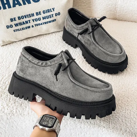 Mocasines para Hombre de Gamuza de Alta Calidad Transpirables Estilo Birkenstock Zapatos Casuales con Suela de Goma Gruesa para el Otoño