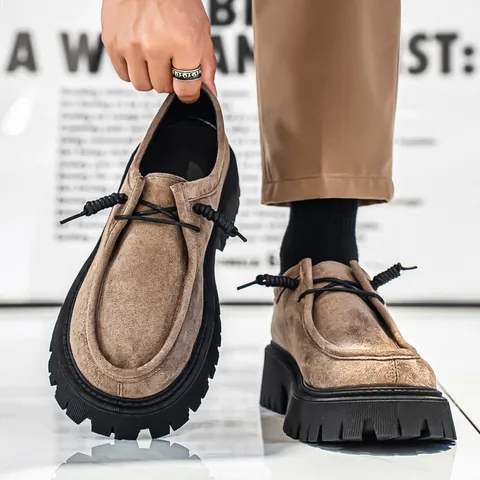 Mocasines para Hombre de Gamuza de Alta Calidad Transpirables Estilo Birkenstock Zapatos Casuales con Suela de Goma Gruesa para el Otoño