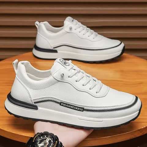 Scarpe da Skate Casual da Uomo in Pelle Alta Qualità Low Top Workwear Sportive Traspiranti Outdoor Sneaker Moda Streetwear