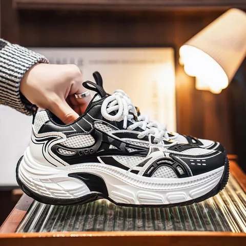 Zapatillas Chunky de Moda para Hombre Malla Transpirable Casual Deportes al Aire Libre Zapatos Daddy Patchwork Suela Gruesa Retro Streetwear Zapatillas