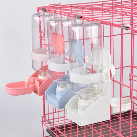 Automatic Pet Water Dispenser Cage Hanging Gravity Feeder Bottle For Cats Dogs Rabbits PP Plastic Drinking Fountain Bowl