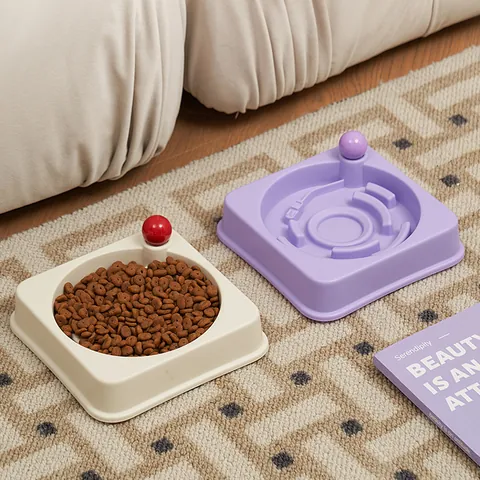 Haustier Anti-Schluckauf Futternapf Für Hunde Und Katzen Labyrinth-Design Rutschfest Kunststoff Langsam Fütterung Schüssel