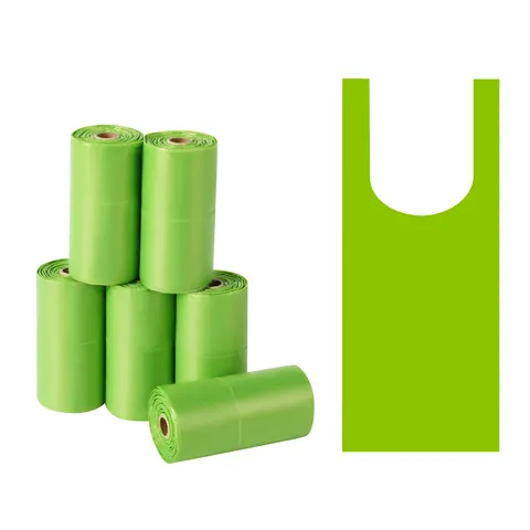 Vest Style Pet Poop Bags HDPE Thickened Dog Waste Cleaning Bags With Handles Rolled Cat Litter Bags For Outdoor Walking