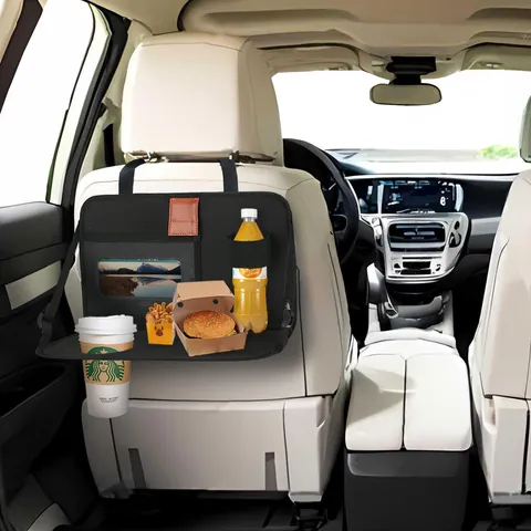 Universal Car Back Seat Organizer With Foldable Dining Table Multi-functional Nylon Storage Bag Tray For Travel Accessory