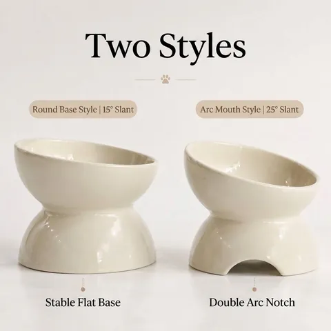 Ceramic Elevated Tilted Pet Bowl For Cats Small Dogs Anti-Tip Cervical Protection High Leg Cat Food Water Bowl Minimalist Dish